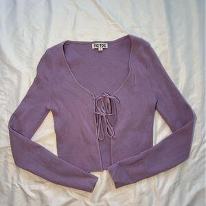 Lilac long sleeve shirt Cardigan with two ties bows 🤍